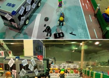 ExpoClick Amposta retira una maqueta per la llibertat dels presos polítics