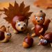 Animals de tardor amb castanyes i aglans